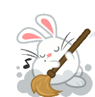 Bunny Cleaning Sticker - Bunny Cleaning Broom Stickers
