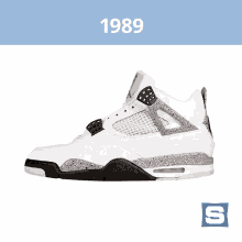 1989: Air Jordan 4 "White/Cement" GIF - Sole Collector Sole Collector Gifs Shoes GIFs