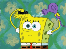 spongebob hair comb blowdry