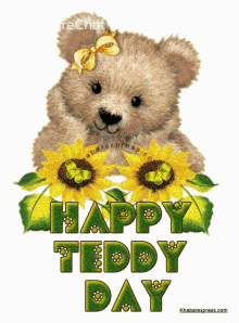 Happy Teddy Day हैप्पीटेडीबियरडे GIF - Happy Teddy Day हैप्पीटेडीबियरडे सूरजमुखी GIFs