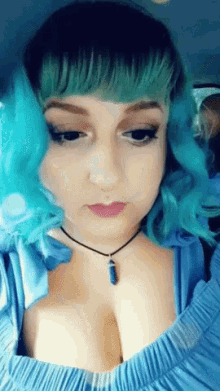 blue hair anime eyes selfie