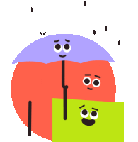 Circle, Square And Triangle Huddle In The Rain Sticker - Shapemates Umbrella Raining Stickers