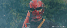masked man fantasy island masked individual menacing figure red mask