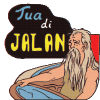 Long Bearded Man With The Text Getting Old On The Road Sticker - Moms Prayerson The Road Old Man Tua Di Jalan Stickers
