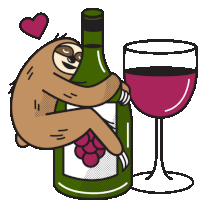 Sloth Hugging Wine Bottle Sticker - Lethargic Bliss Wine Drinking Wine Stickers