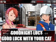 Goodnight Lucy Good Luck With Your Cat GIF - Goodnight Lucy Good Luck With Your Cat Atsuro Devil Survivor GIFs