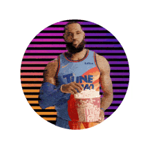 eating popcorn lebron james space jam a new legacy watching enjoying the show