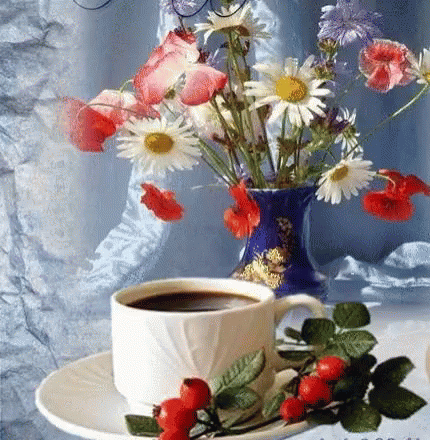 Les gifs café!  - Page 21 Flowers-coffee