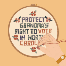 Protect Grandmas Right To Vote In North Carolina Cross Stitching GIF - Protect Grandmas Right To Vote In North Carolina Cross Stitching Stitching GIFs