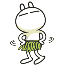 tuzuki usagi hawaiian dance hula dance green skirt white