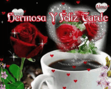 Hermosa Y Feliz Tarde Coffee GIF - Hermosa Y Feliz Tarde Coffee Rose GIFs