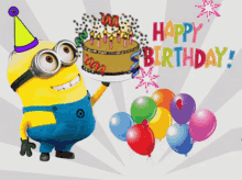 happy birthday minions cake balloons