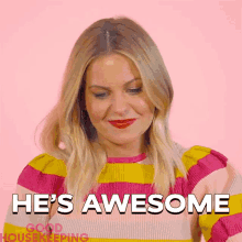 Hes Awesome Candace Cameron GIF - Hes Awesome Candace Cameron Good Housekeeping GIFs