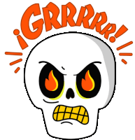Skull Expressing Anger. Sticker - Juan Cráneo Carlos Grrr Eyes On Fire Stickers
