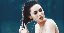 Wet Hair Megan Fox GIF - Wet Hair Megan Fox Wringing Out Hair GIFs