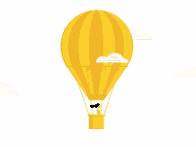 yellow balloon ride animated cute hot air balloon