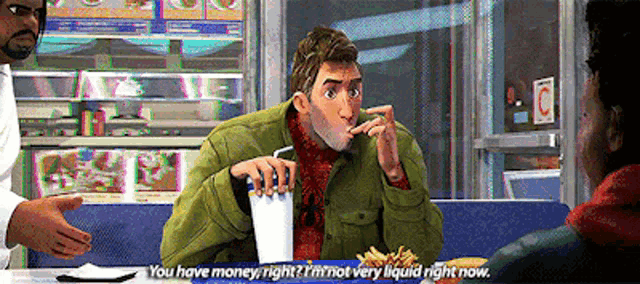 Spider Man You Have Money Right GIF - Spider Man You Have Money Right Im Not Very Liquid Right Now GIFs