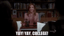 Glee Emma Pillsbury GIF - Glee Emma Pillsbury Yay College GIFs