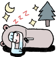 Girl Sleeping In A Camping Sleeping Bag. Sticker - Everyday Canadian Sleeping Blanket Stickers