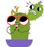 Cactus Has Mixed Feelings For Worm Sticker - Flora Friends Cactus Worm Stickers