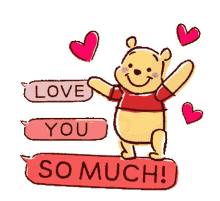 winnie the pooh love you so much heart