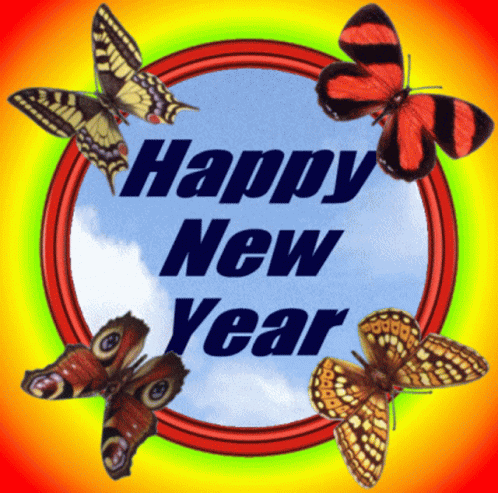 Happy New Year Happy New Year Butterflies GIF - Happy New Year Happy New Year Butterflies Butterfly GIFs