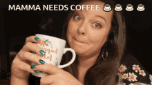 Mamma Needs Coffee Tracey Matney GIF - Mamma Needs Coffee Tracey Matney Coffeeeee GIFs