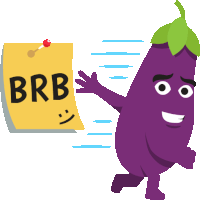 Brb Eggplant Life Sticker - Brb Eggplant Life Joypixels Stickers