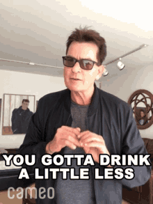You Gotta Drink A Little Less Charlie Sheen GIF - You Gotta Drink A Little Less Charlie Sheen Cameo GIFs