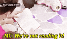 15mc: we%27re not reading it! person human blanket plant