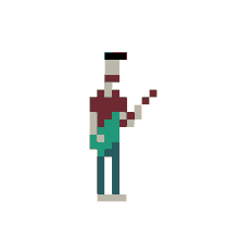 animated brown pixel playing guitar music