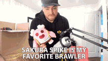 Sakura Spike Is My Favorite Brawler Stuffed Toy GIF - Sakura Spike Is My Favorite Brawler Stuffed Toy Stars Brawler GIFs