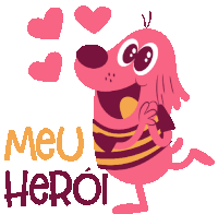 Dog In Love Says My Hero In Portuguese Sticker - Adoptinga Best Friend Meu Heroi Google Stickers