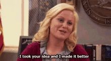 Stealing Your Idea GIF - Amy Poehler Idea Steal GIFs