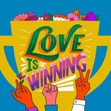 Our Love Is Winning Flowers GIF - Our Love Is Winning Flowers Trophy GIFs