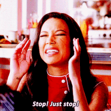 Glee Santana Lopez GIF - Glee Santana Lopez Stop Just Stop GIFs