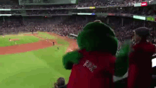 Boston Red Sox Wally The Green Monster GIF - Boston Red Sox Wally The Green Monster Pounding Chest GIFs