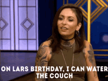 Lars Birthday2020 Water The Couch GIF - Lars Birthday2020 Water The Couch Talking GIFs