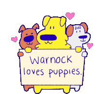 Warnock Loves Puppies Dogs Sticker - Warnock Loves Puppies Puppies Dogs Stickers