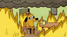 this is fine anxiety calm fire dog