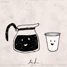 coffee cup illustration brew pour