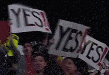 A gif showing multiple poster saying 'Yes.'