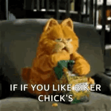 Garfield Eating GIF - Garfield Eating Biker Chicks GIFs