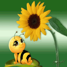 Bee Sunflower GIF - Bee Sunflower Smell GIFs