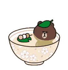 eating brown soup bathing relax taking a bath
