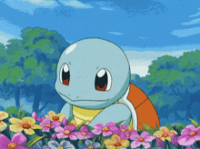 Pokemon Squirtle GIF - Pokemon Squirtle Smell The Flowers GIFs