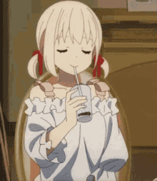 chisato nishikigi lycoris recoil anime sip anime drink sipping