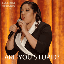 Are You Stupid Gina Brillon GIF - Are You Stupid Gina Brillon Laugh Track GIFs