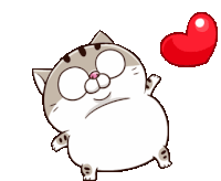 Ami Fat Cat Sticker - Ami Fat Cat Hearts Stickers