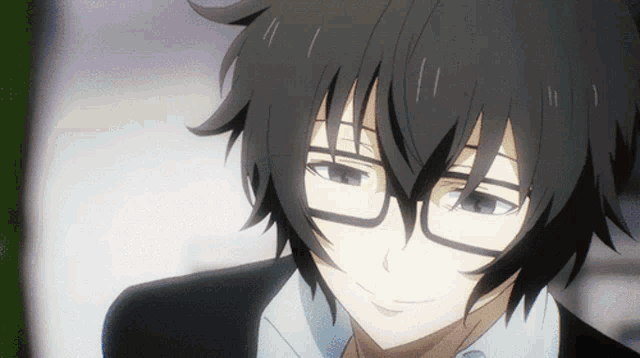 Blue-haired anime boy with glasses - wide 10